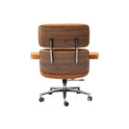 Italian Minimalist Chenille Office Chair With Walnut Back and Silent Casters