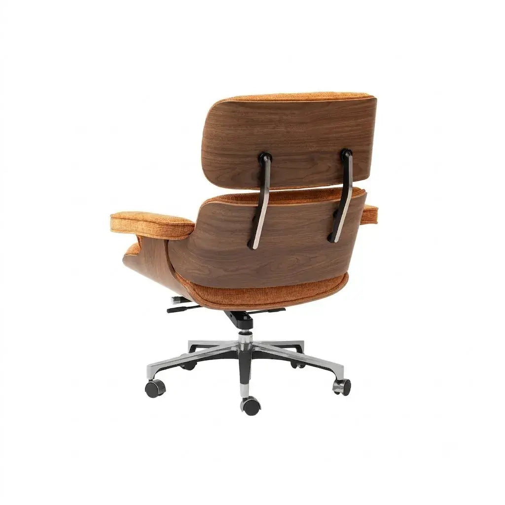 Italian Minimalist Chenille Office Chair With Walnut Back and Silent Casters