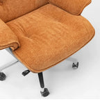 Italian Minimalist Chenille Office Chair With Walnut Back and Silent Casters
