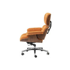 Italian Minimalist Chenille Office Chair With Walnut Back and Silent Casters