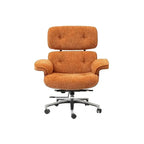Italian Minimalist Chenille Office Chair With Walnut Back and Silent Casters