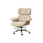 Italian Minimalist Chenille Office Chair With Walnut Back and Silent Casters