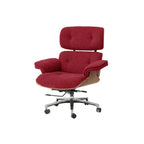 Italian Minimalist Chenille Office Chair With Walnut Back and Silent Casters
