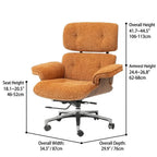 Italian Minimalist Chenille Office Chair With Walnut Back and Silent Casters Dimensions