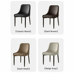 Italian Minimalist Dining Chair Series with Curved Arms, Leather Upholstery and Slim Steel Legs