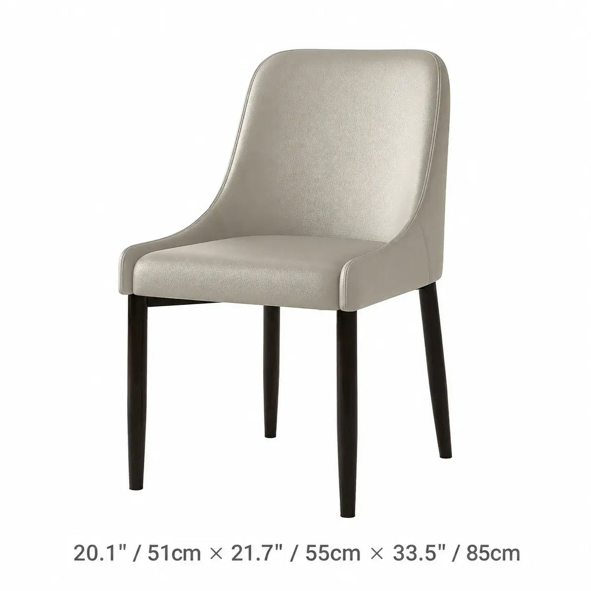 Italian Minimalist Dining Chair Series with Curved Arms, Leather Upholstery and Slim Steel Legs