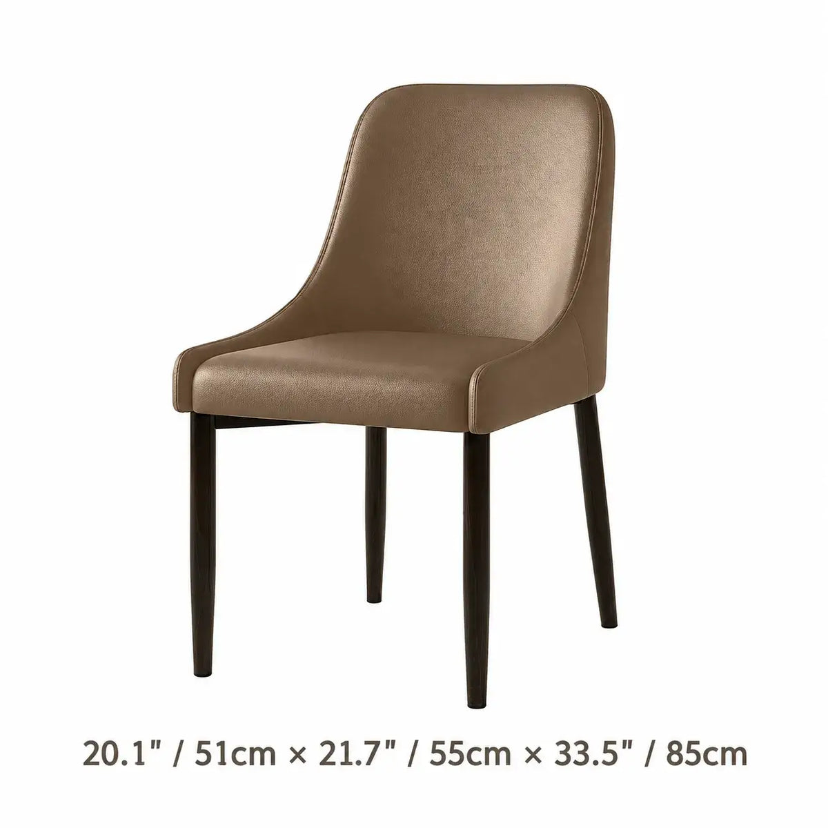 Italian Minimalist Dining Chair Series with Curved Arms, Leather Upholstery and Slim Steel Legs