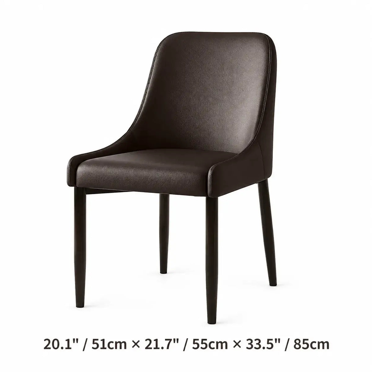 Italian Minimalist Dining Chair Series with Curved Arms, Leather Upholstery and Slim Steel Legs