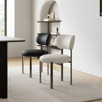 Italian Minimalist Dining Chair Series with Curved Back and Slim Metal Legs