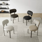 Italian Minimalist Dining Chair Series with Curved Back and Slim Metal Legs