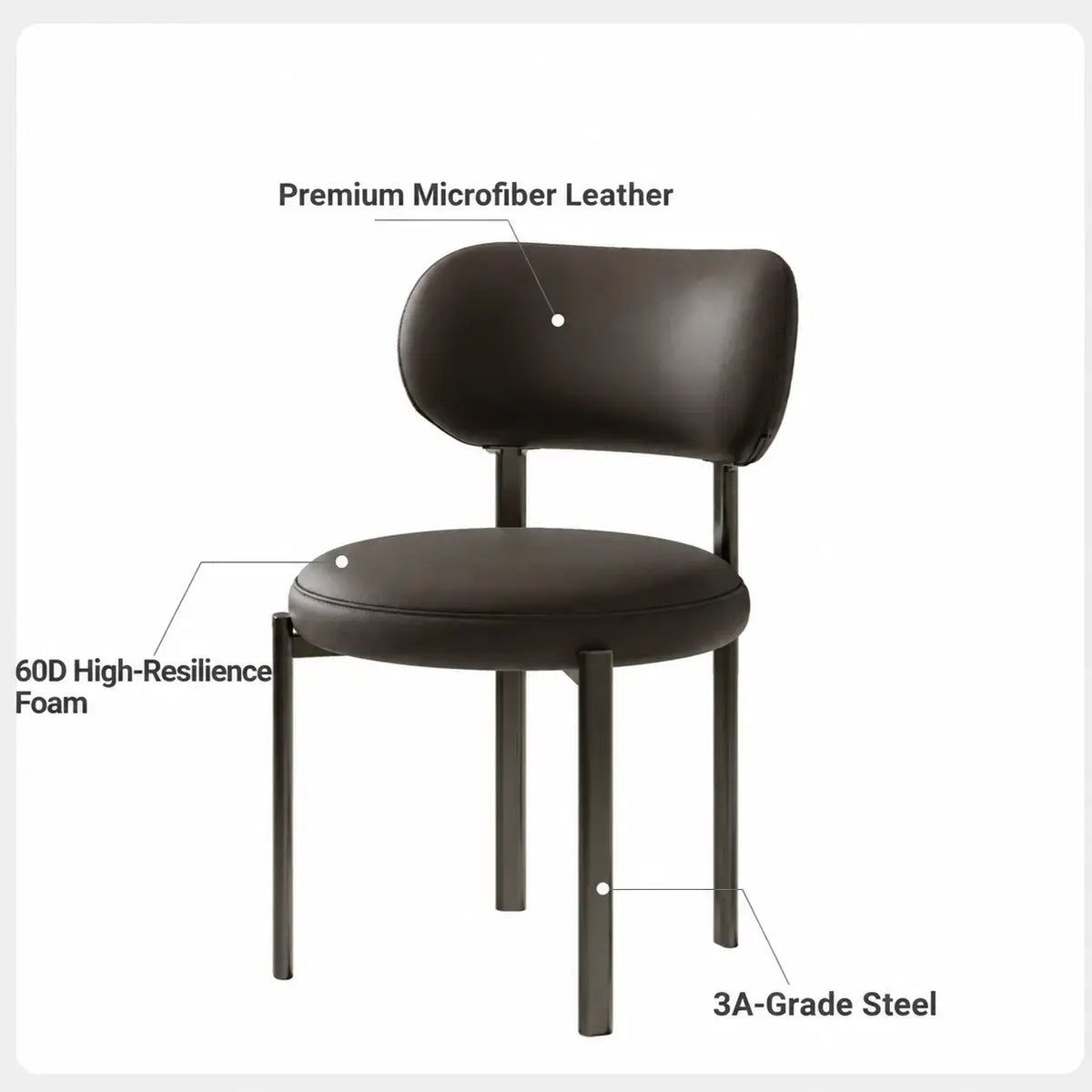 Italian Minimalist Dining Chair Series with Curved Back and Slim Metal Legs