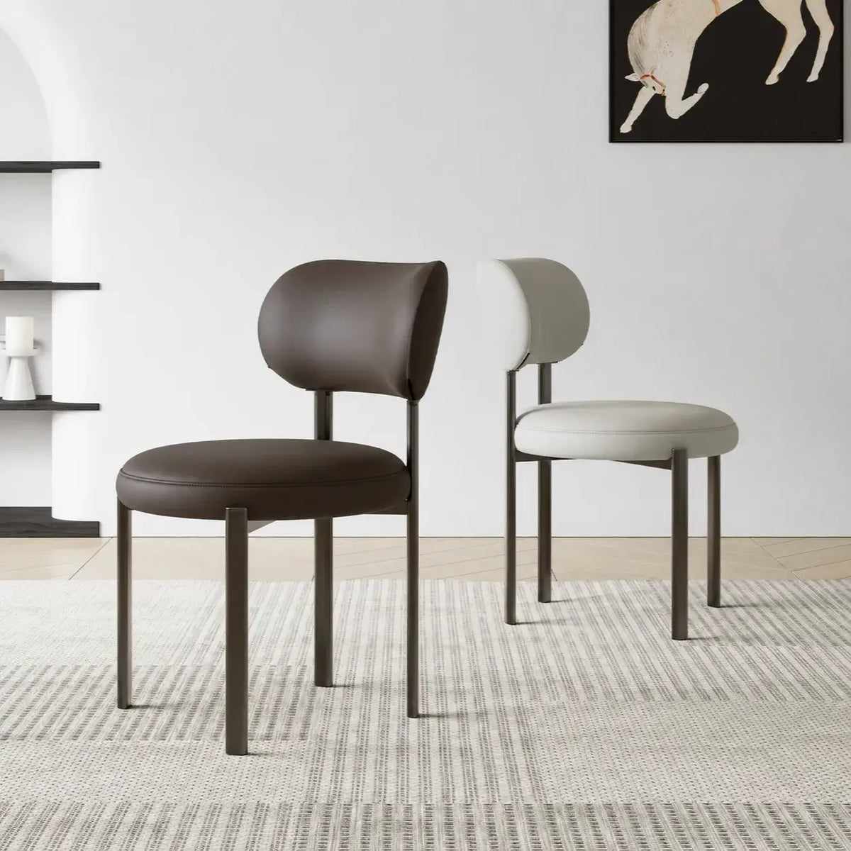 Italian Minimalist Dining Chair Series with Curved Back and Slim Metal Legs Main Product Image Hauptbild