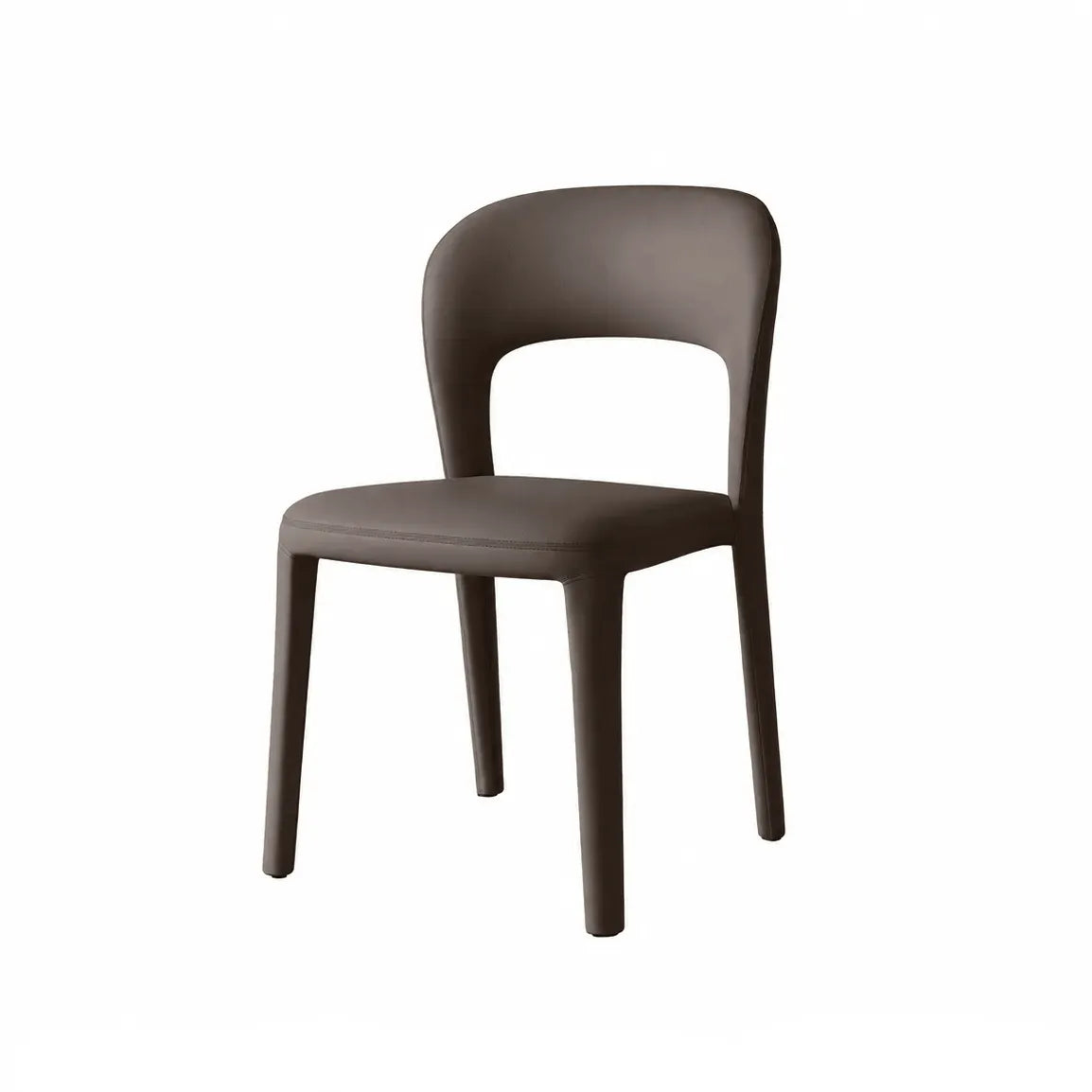 Italian Minimalist Dining Chair Series with Cutout Back and Leather Upholstery