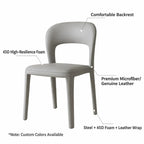 Italian Minimalist Dining Chair Series with Cutout Back and Leather Upholstery