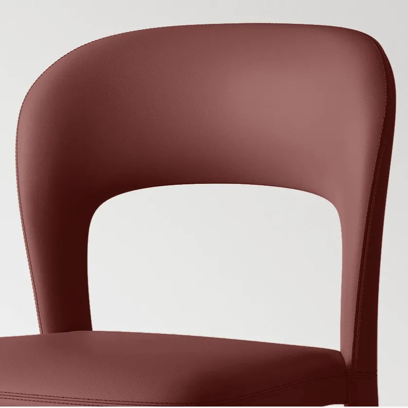 Italian Minimalist Dining Chair Series with Cutout Back and Leather Upholstery
