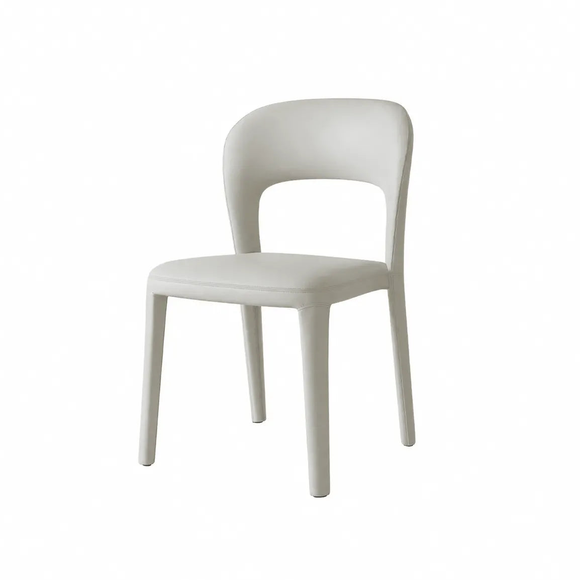 Italian Minimalist Dining Chair Series with Cutout Back and Leather Upholstery