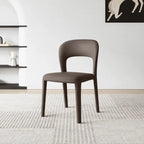 Italian Minimalist Dining Chair Series with Cutout Back and Leather Upholstery