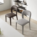 Italian Minimalist Dining Chair Series with Cutout Back and Leather Upholstery