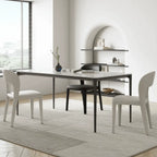Italian Minimalist Dining Chair Series with Cutout Back and Leather Upholstery