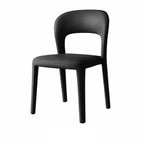 Italian Minimalist Dining Chair Series with Cutout Back and Leather Upholstery