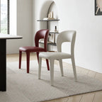 Italian Minimalist Dining Chair Series with Cutout Back and Leather Upholstery