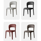 Italian Minimalist Dining Chair Series with Cutout Back and Leather Upholstery