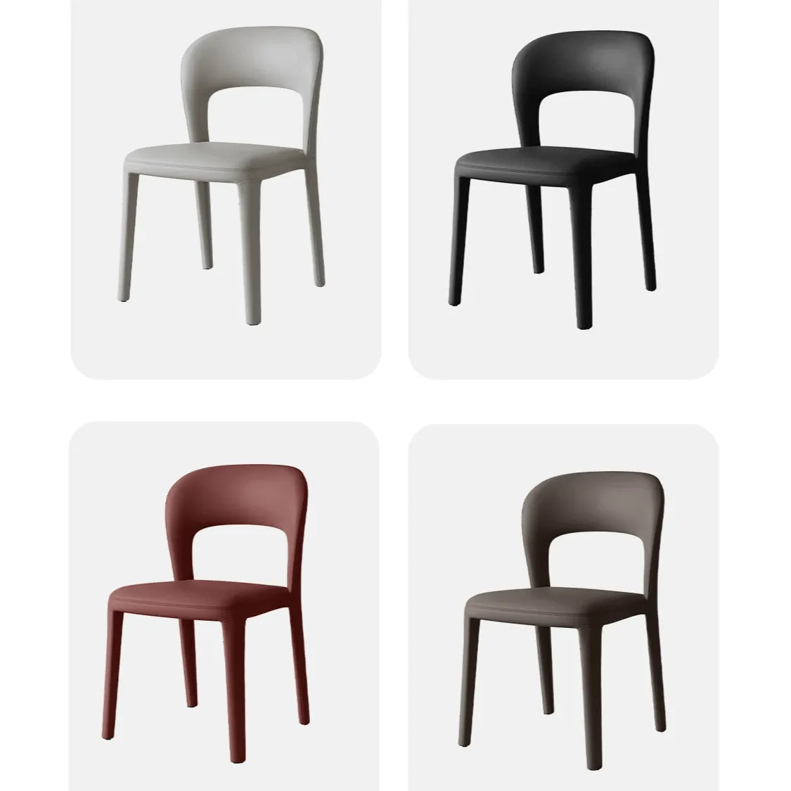 Italian Minimalist Dining Chair Series with Cutout Back and Leather Upholstery