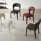 Italian Minimalist Dining Chair Series with Cutout Back and Leather Upholstery