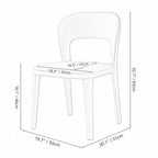 Italian Minimalist Dining Chair Series with Cutout Back and Leather Upholstery Dimensions