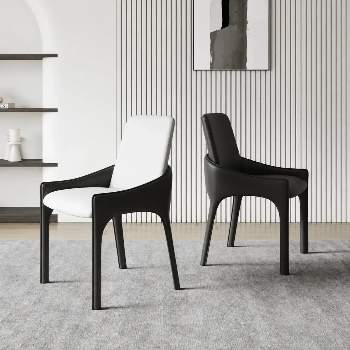 Italian Minimalist Dining Chair Series with Floating Back and Sleek Frame