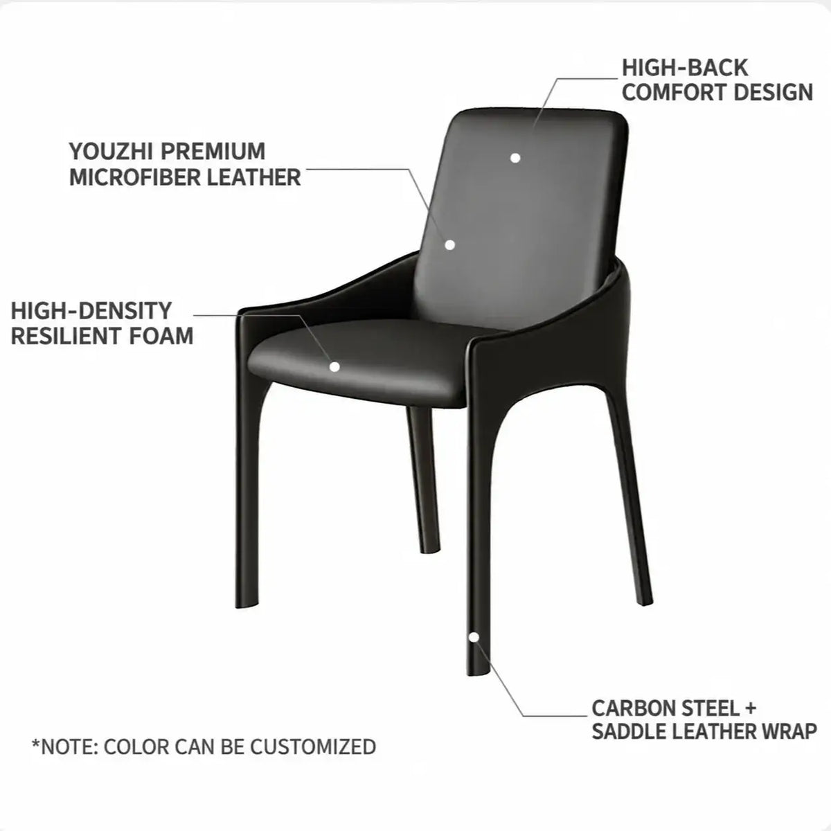 Italian Minimalist Dining Chair Series with Floating Back and Sleek Frame