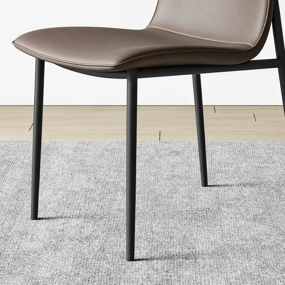 Italian Minimalist Dining Chair Series with Matte Leather and Slim Metal Legs
