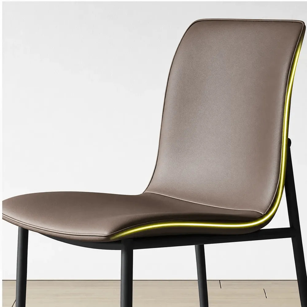 Italian Minimalist Dining Chair Series with Matte Leather and Slim Metal Legs