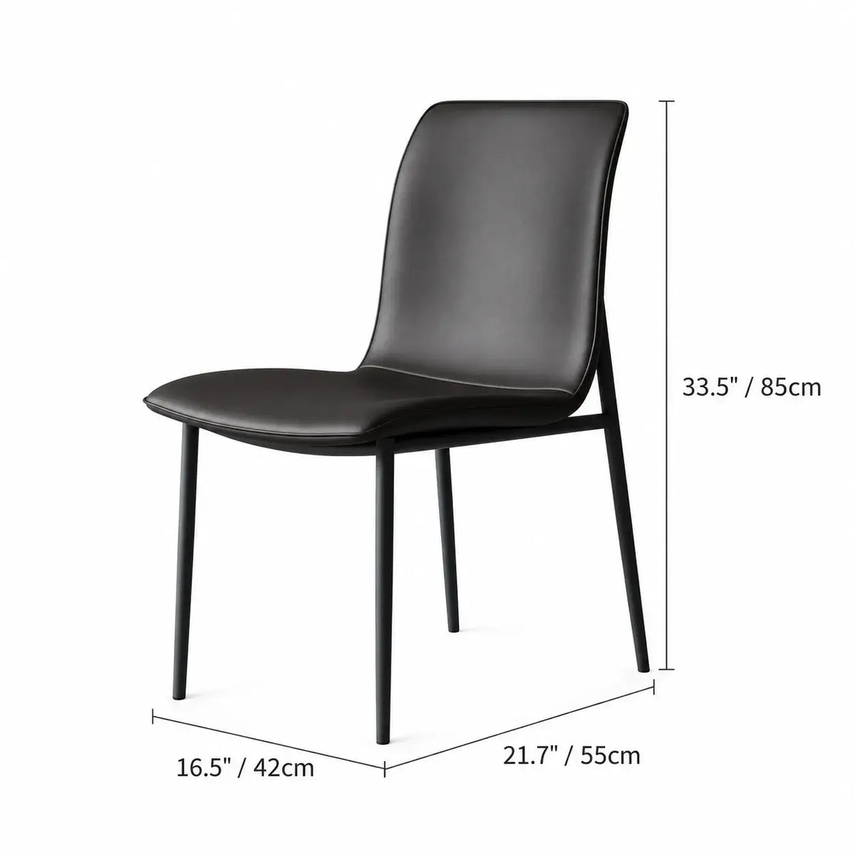 Italian Minimalist Dining Chair Series with Matte Leather and Slim Metal Legs