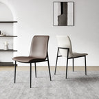Italian Minimalist Dining Chair Series with Matte Leather and Slim Metal Legs