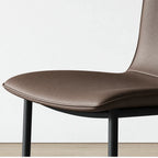Italian Minimalist Dining Chair Series with Matte Leather and Slim Metal Legs