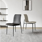 Italian Minimalist Dining Chair Series with Matte Leather and Slim Metal Legs