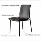 Italian Minimalist Dining Chair Series with Matte Leather and Slim Metal Legs