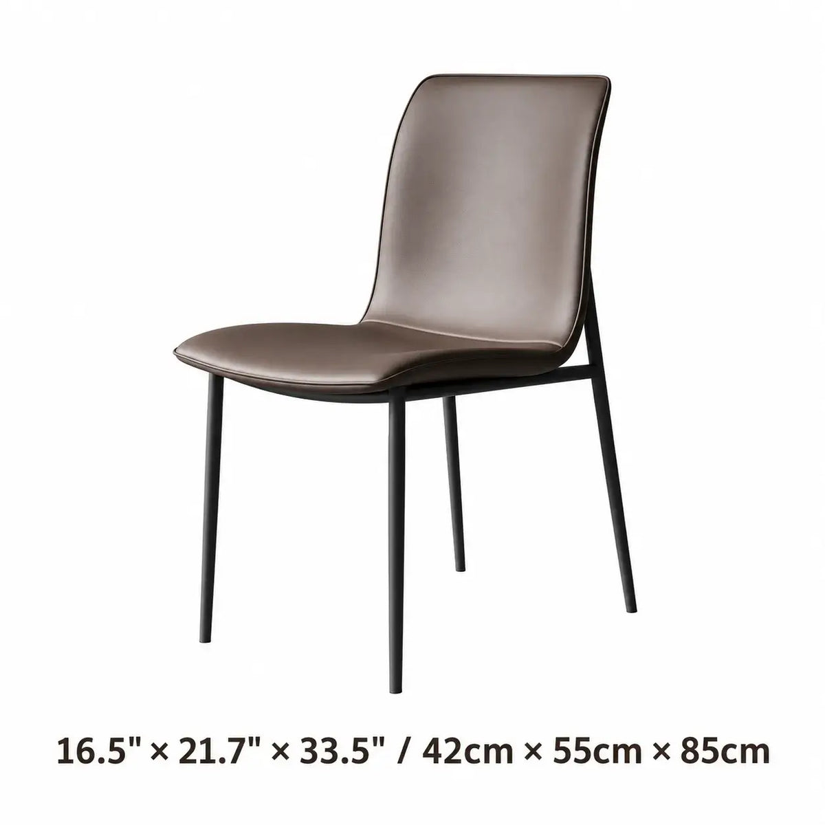 Italian Minimalist Dining Chair Series with Matte Leather and Slim Metal Legs