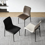 Italian Minimalist Dining Chair Series with Matte Leather and Slim Metal Legs