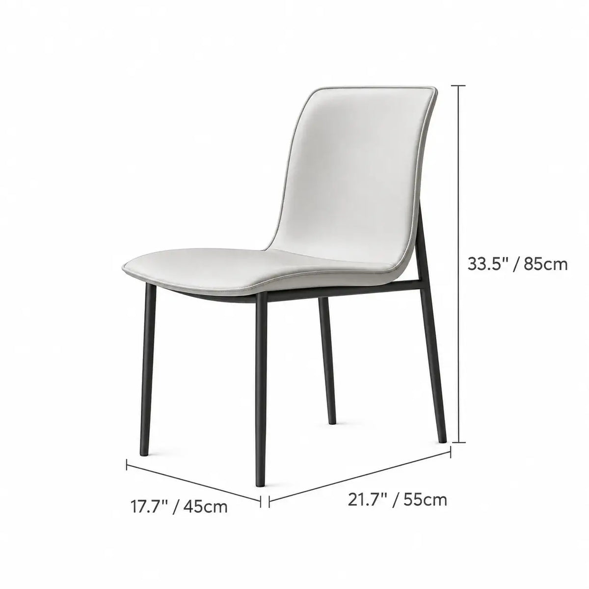 Italian Minimalist Dining Chair Series with Matte Leather and Slim Metal Legs