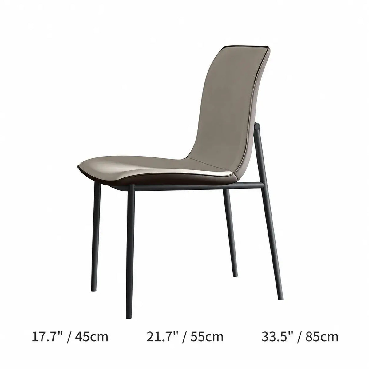Italian Minimalist Dining Chair Series with Matte Leather and Slim Metal Legs