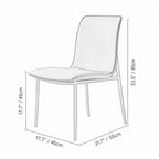 Italian Minimalist Dining Chair Series with Matte Leather and Slim Metal Legs Dimensions