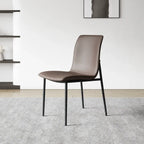 Italian Minimalist Dining Chair Series with Matte Leather and Slim Metal Legs Main Product Image