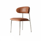 Italian Minimalist Dining Chair Series with Stainless Steel Legs and Curved Back