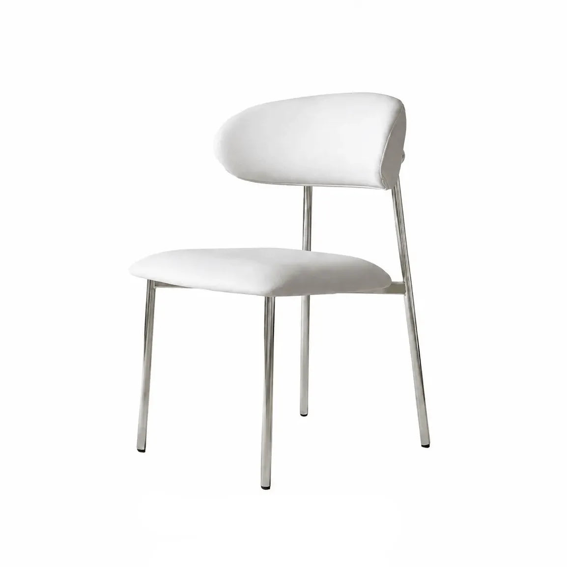 Italian Minimalist Dining Chair Series with Stainless Steel Legs and Curved Back