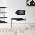 Italian Minimalist Dining Chair Series with Stainless Steel Legs and Curved Back