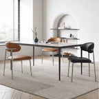 Italian Minimalist Dining Chair Series with Stainless Steel Legs and Curved Back