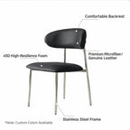 Italian Minimalist Dining Chair Series with Stainless Steel Legs and Curved Back