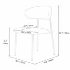 Italian Minimalist Dining Chair Series with Stainless Steel Legs and Curved Back Dimensions